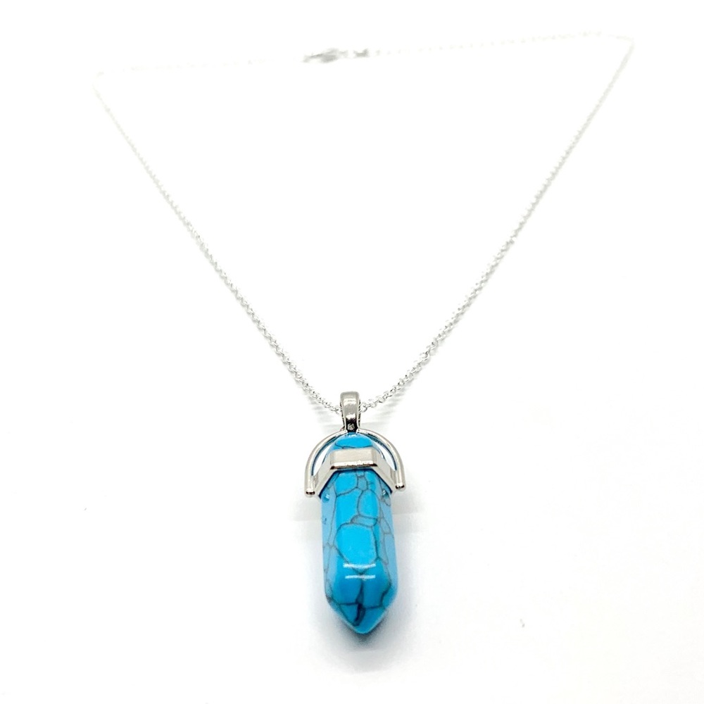 Capri Blue Hexagonal Pendant Necklace - Picture 2 of 4
